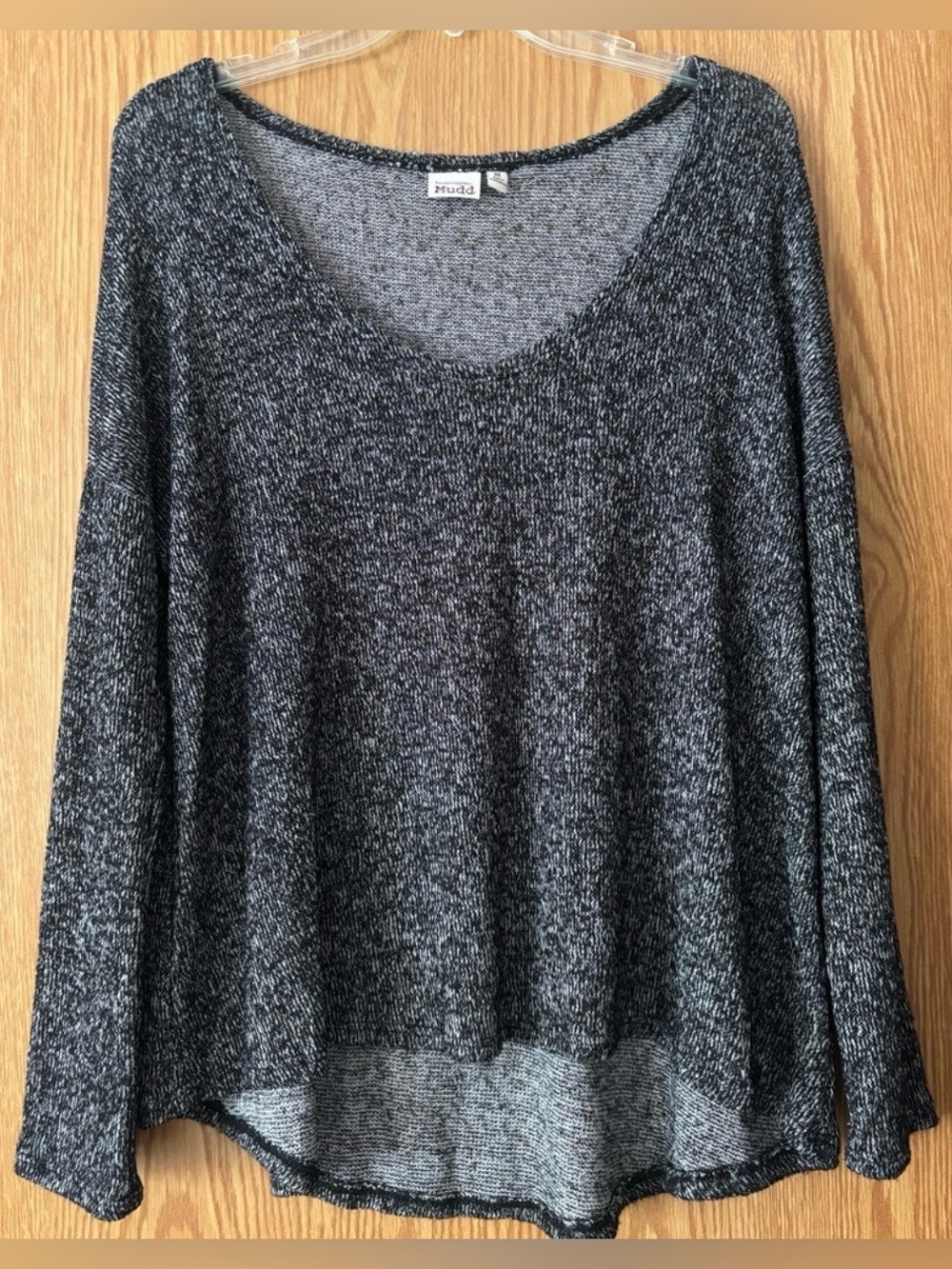 Mudd Black/White/Grey Scoop Neck Knit Sweater
